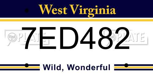 7ED482 West Virginia License Plate