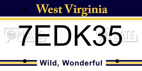 7EDK35 West Virginia License Plate