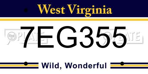7EG355 West Virginia License Plate