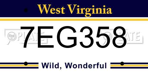 7EG358 West Virginia License Plate