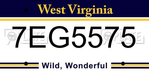 7EG5575 West Virginia License Plate