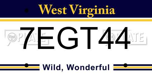 7EGT44 West Virginia License Plate
