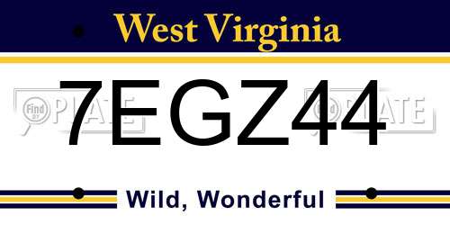 7EGZ44 West Virginia License Plate