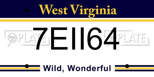 7EII64 West Virginia License Plate
