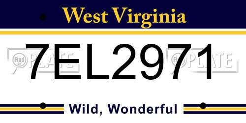 7EL2971 West Virginia License Plate