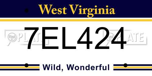 7EL424 West Virginia License Plate