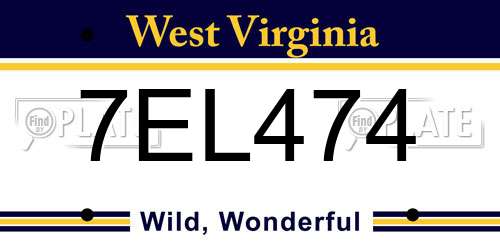 7EL474 West Virginia License Plate