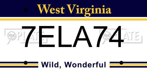 7ELA74 West Virginia License Plate
