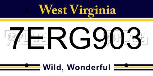 7ERG903 West Virginia License Plate