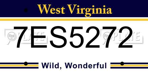 7ES5272 West Virginia License Plate