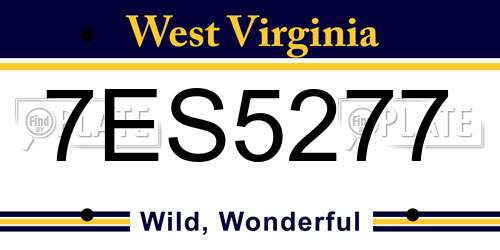 7ES5277 West Virginia License Plate