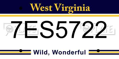 7ES5722 West Virginia License Plate