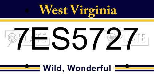 7ES5727 West Virginia License Plate