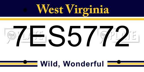 7ES5772 West Virginia License Plate