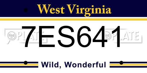 7ES641 West Virginia License Plate