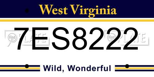 7ES8222 West Virginia License Plate