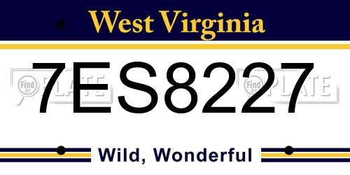 7ES8227 West Virginia License Plate