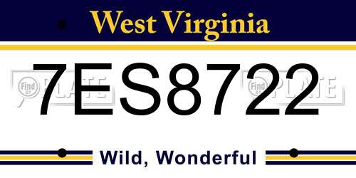 7ES8722 West Virginia License Plate