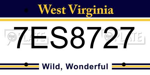 7ES8727 West Virginia License Plate