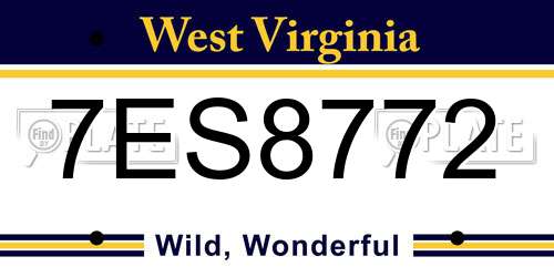 7ES8772 West Virginia License Plate
