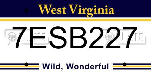 7ESB227 West Virginia License Plate
