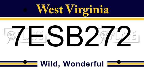 7ESB272 West Virginia License Plate