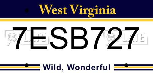 7ESB727 West Virginia License Plate