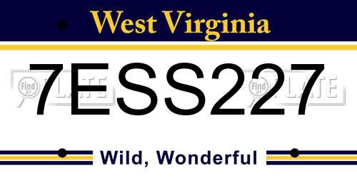 7ESS227 West Virginia License Plate