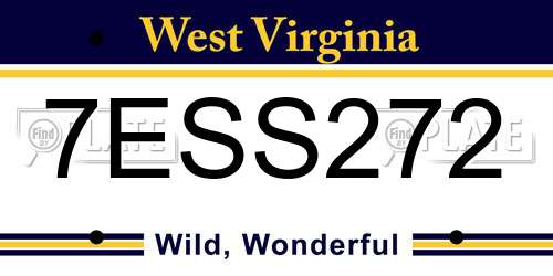 7ESS272 West Virginia License Plate