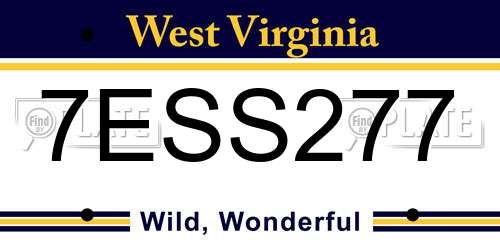 7ESS277 West Virginia License Plate