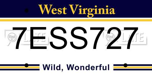 7ESS727 West Virginia License Plate