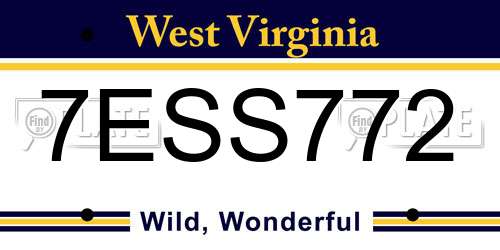 7ESS772 West Virginia License Plate