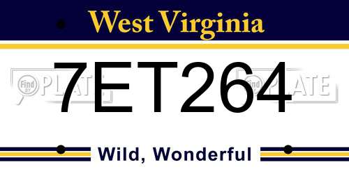 7ET264 West Virginia License Plate
