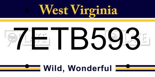 7ETB593 West Virginia License Plate