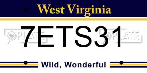 7ETS31 West Virginia License Plate