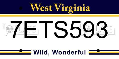7ETS593 West Virginia License Plate