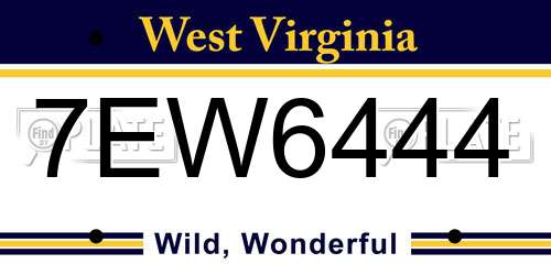 7EW6444 West Virginia License Plate