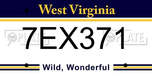 7EX371 West Virginia License Plate
