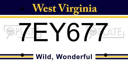 7EY677 West Virginia License Plate