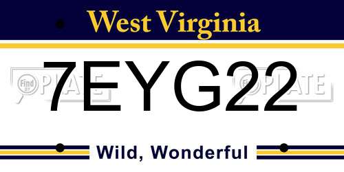 7EYG22 West Virginia License Plate