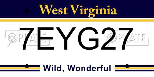 7EYG27 West Virginia License Plate