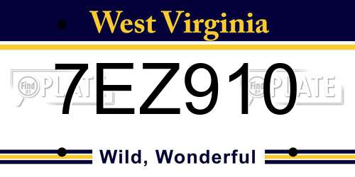 7EZ910 West Virginia License Plate