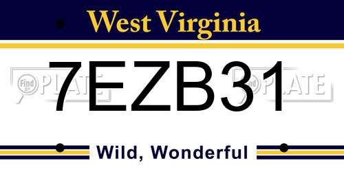 7EZB31 West Virginia License Plate