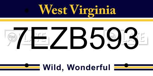 7EZB593 West Virginia License Plate