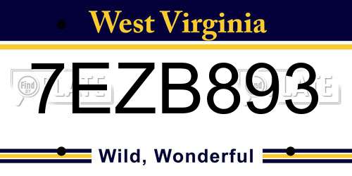 7EZB893 West Virginia License Plate