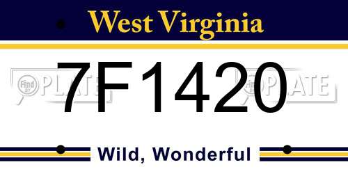 7F1420 West Virginia License Plate