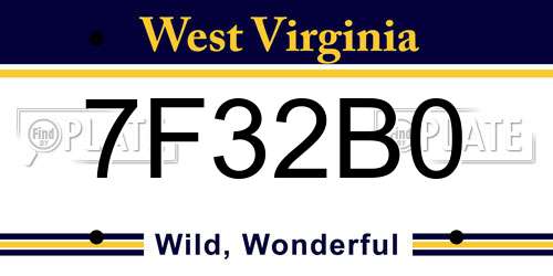 7F32B0 West Virginia License Plate