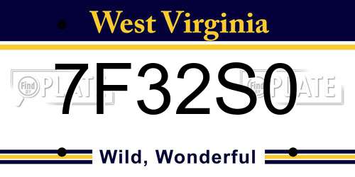 7F32S0 West Virginia License Plate