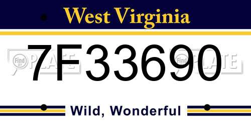 7F33690 West Virginia License Plate