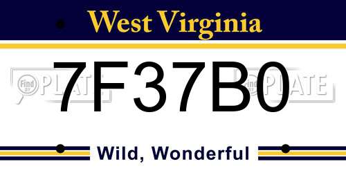 7F37B0 West Virginia License Plate
